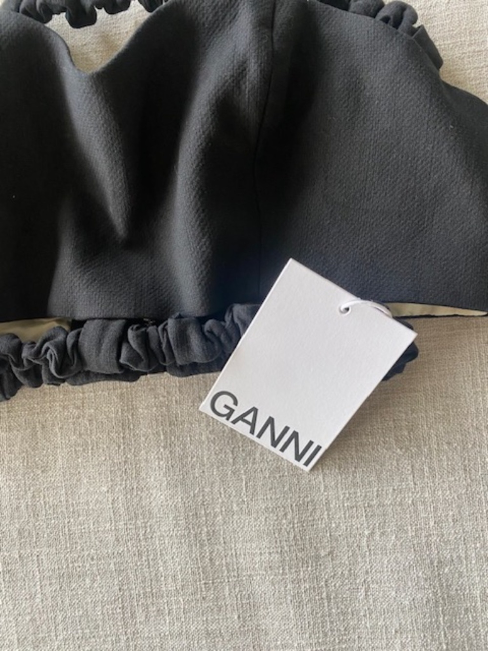 Ganni Strapless Black Cropped Top - Picture 5 of 9